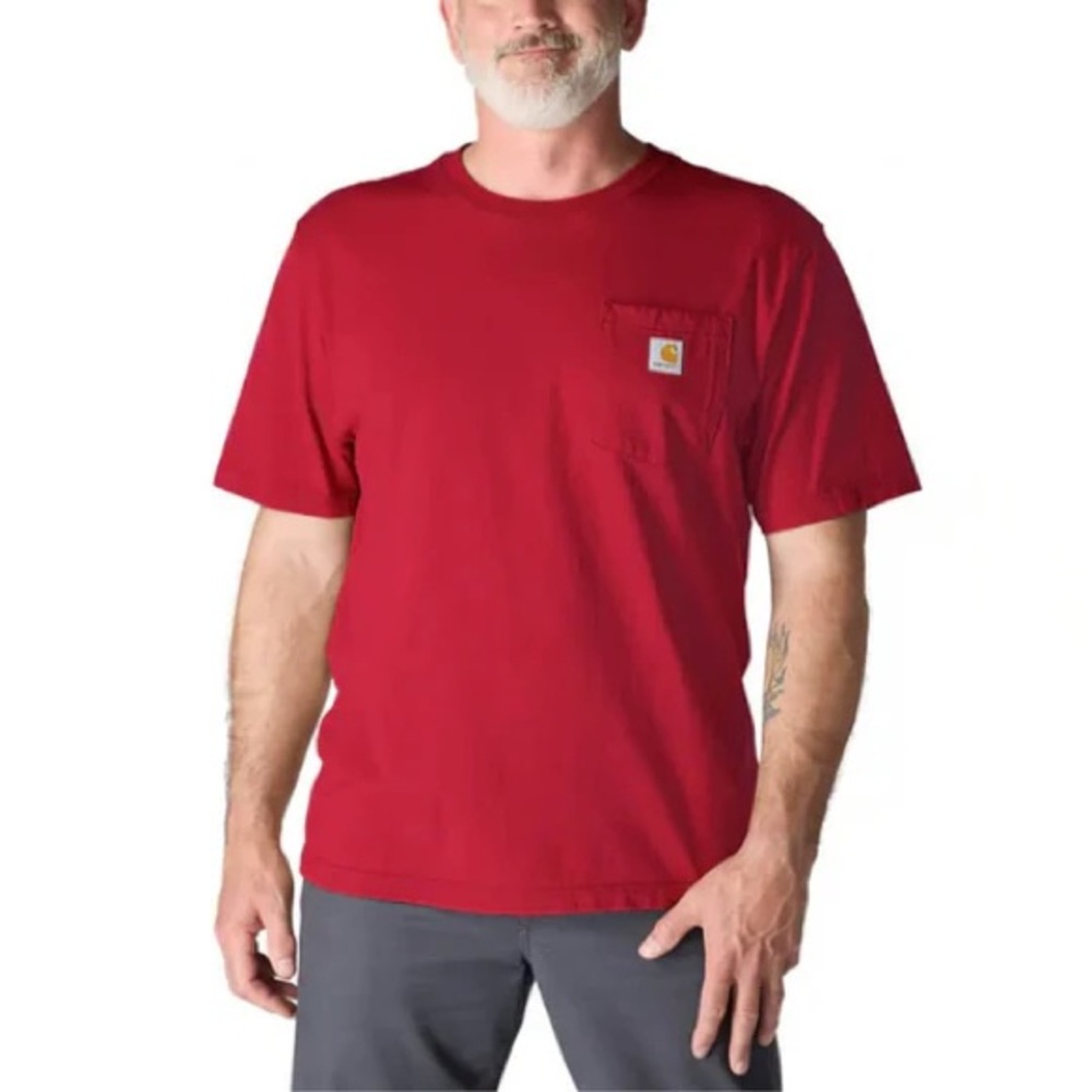 Carhartt Men's Size M Relaxed Fit Red Crew Neck Pocket T-Shirt